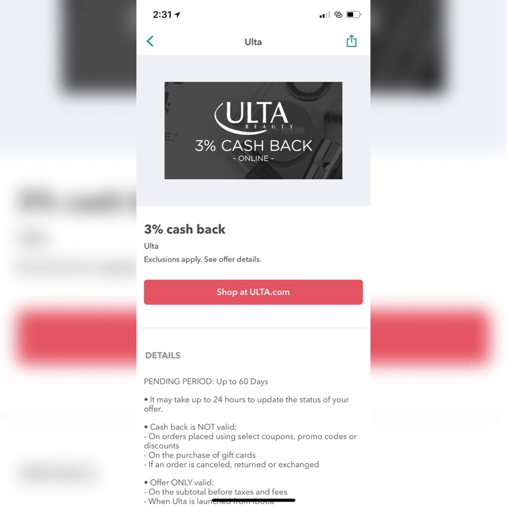 3% cash back when you shop at Ulta!